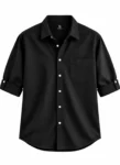 THURSDAY Black Casual Button-Down Shirt