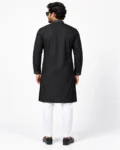 Embroidered Black Kurta with White Trousers