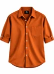 THURSDAY Burnt Orange Casual Button-Down Shirt