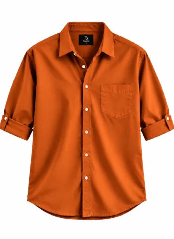 THURSDAY Burnt Orange Casual Button-Down Shirt