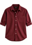 THURSDAY Burgundy Casual Button-Down Shirt