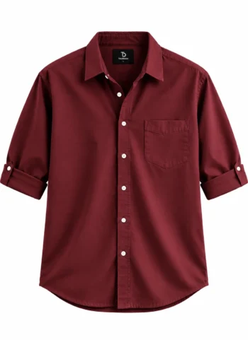 THURSDAY Burgundy Casual Button-Down Shirt