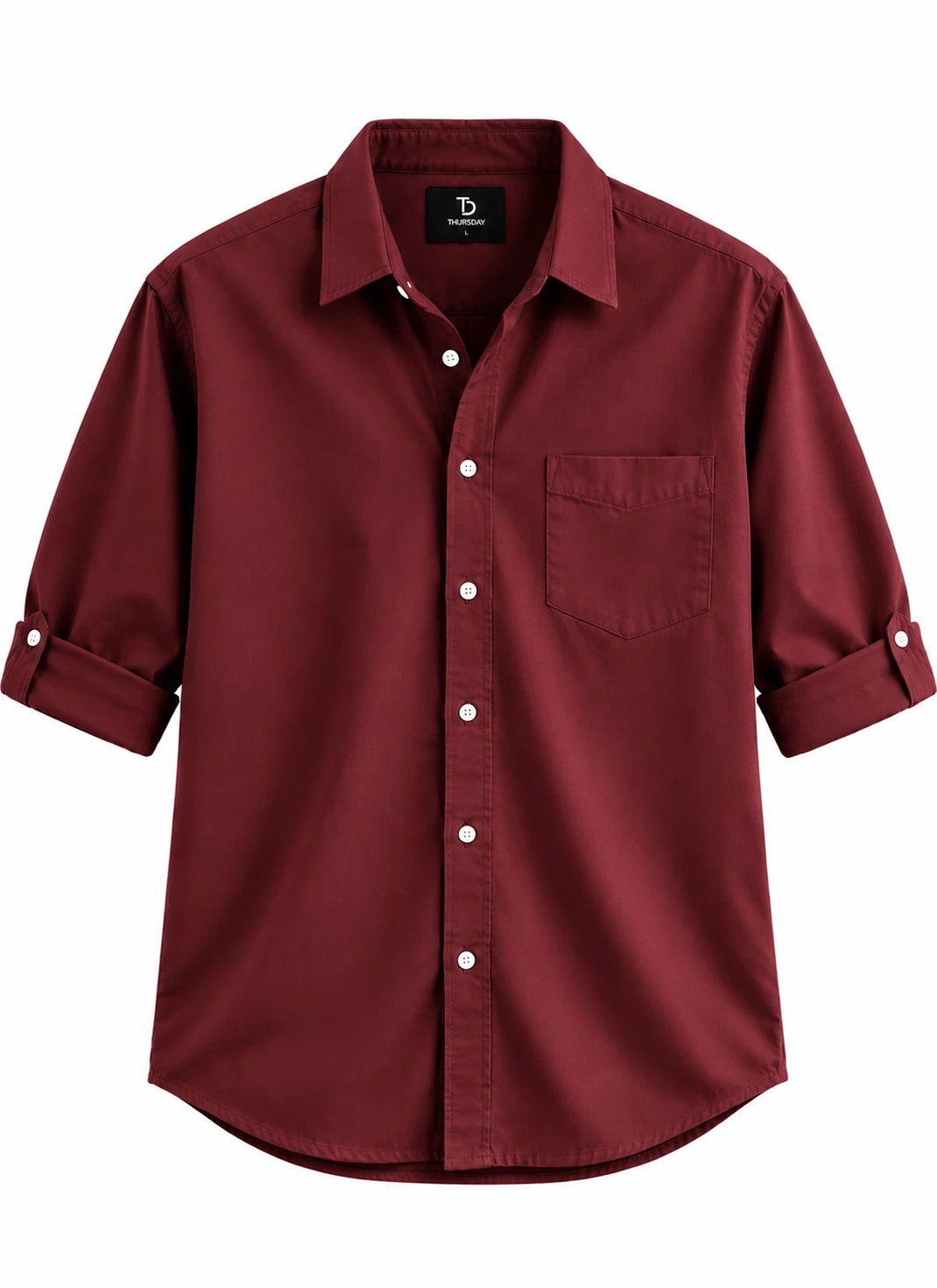 Maroon Button-Up Shirt with Label