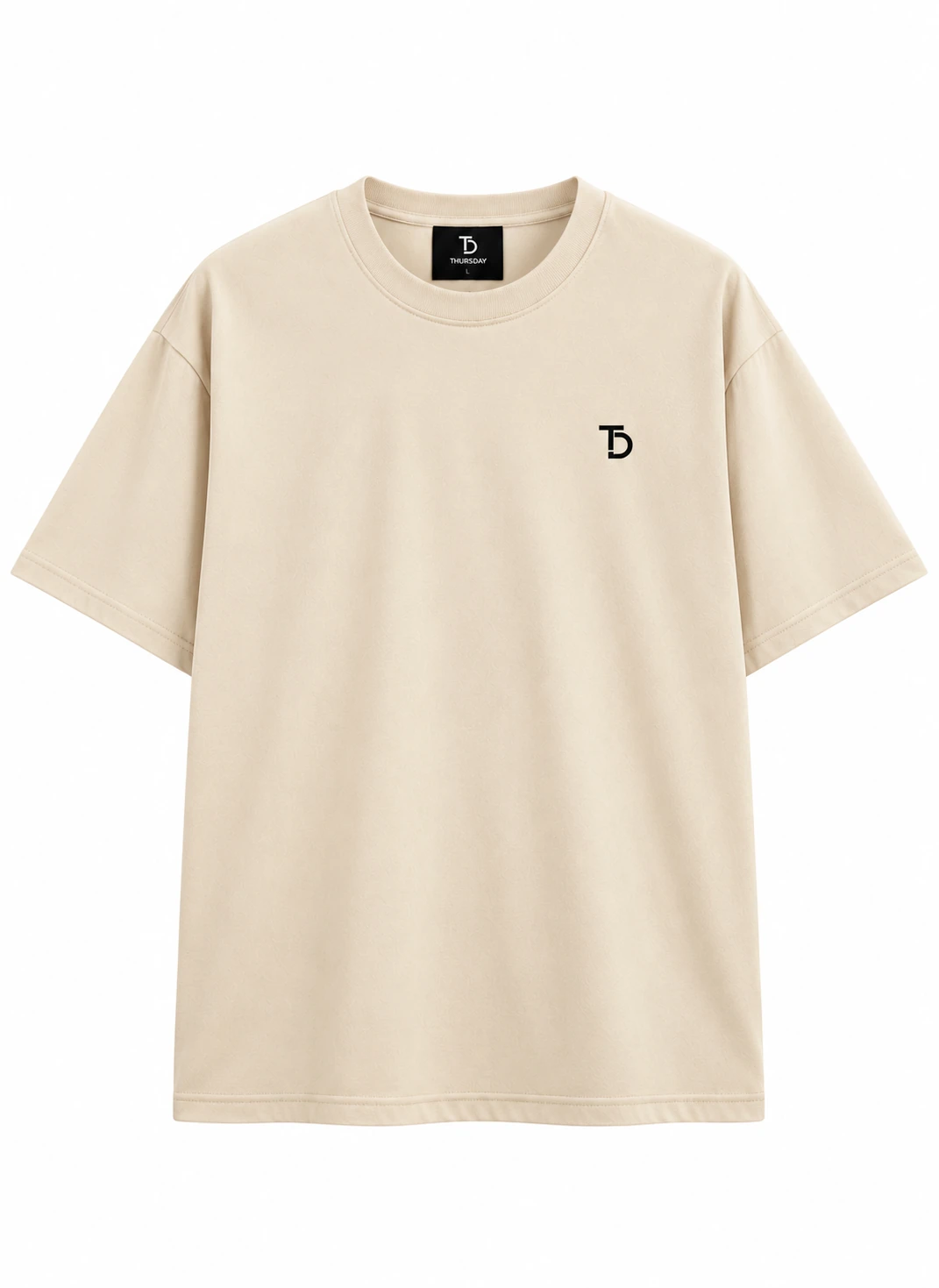 Minimal Beige T-Shirt with TD Logo