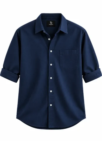 THURSDAY Navy Blue Casual Button-Down Shirt