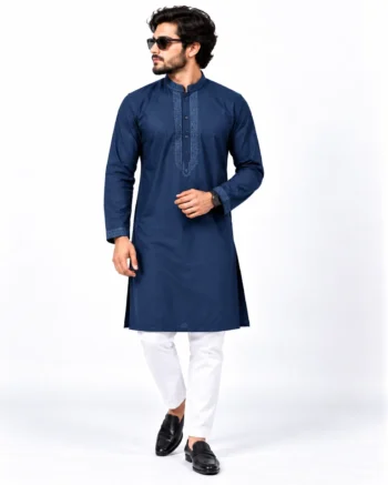 Navy Embroidered Kurta Details Elegant Embroidered Edition