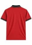 Terracotta Polo with Striped Collar and Cuffs
