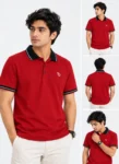 Maroon Polo Shirt on Wooden Hanger