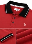 Terracotta Polo with Striped Collar and Cuffs